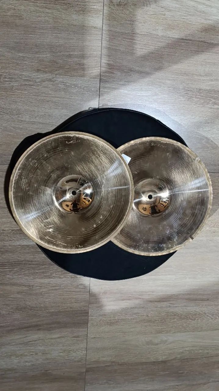 Prato Chimbal Krest HX seminovo 14 polegadas bronze B8 hihat - Foto 2