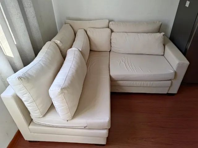Sofá de Canto que Vira Cama Casal - Resistente e Confortável em Sarja - Foto 2