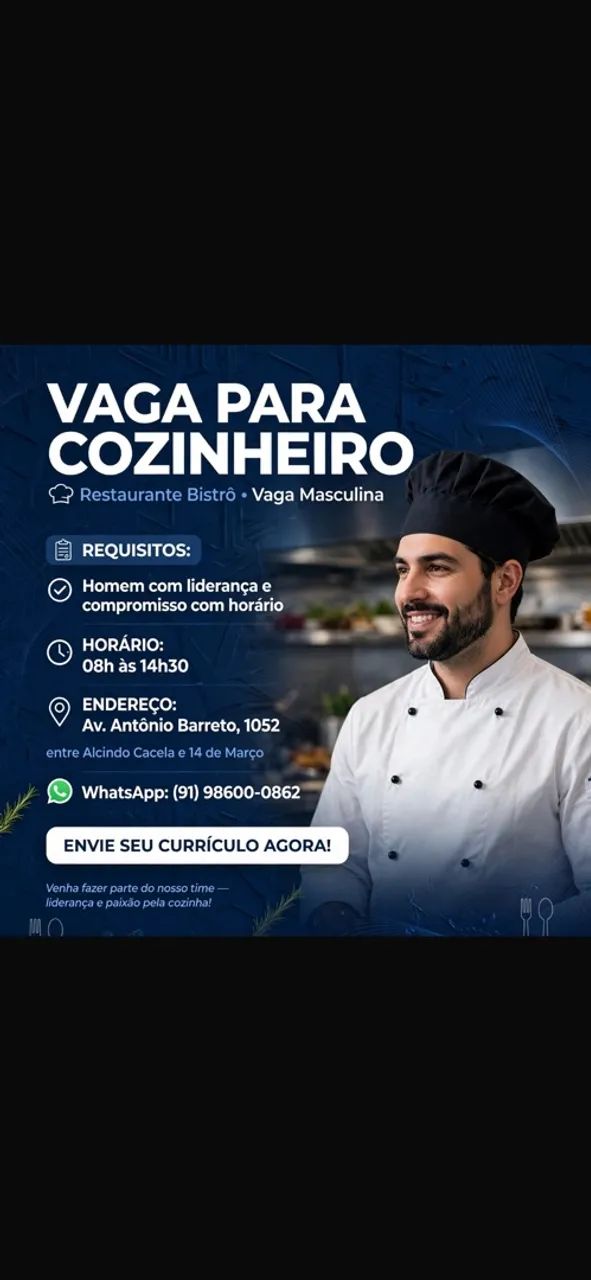 Vaga para cozinheiro