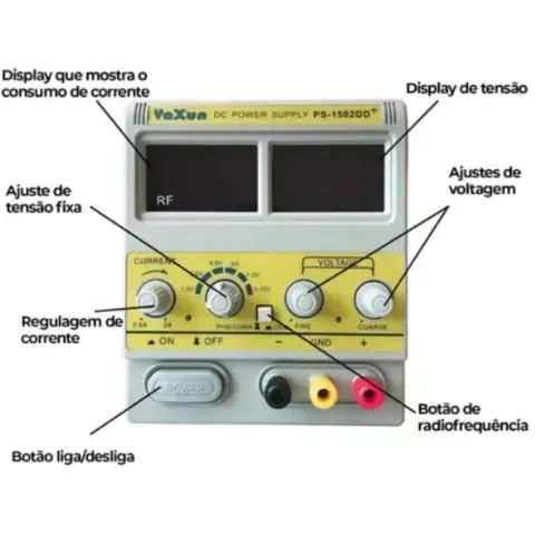 FONTE DE BANCADA ASSIMÉTRICA PRO ZHAOXIN TXN 1502 0-15V 2A - 127V CONSERTOS DE CELULARES - Foto 3
