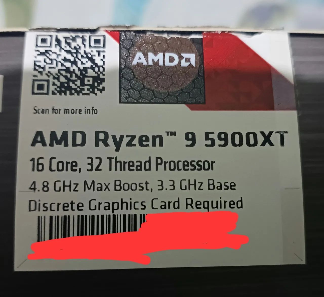 AMD Ryzen 9 5900 XT CPU 箱無し Processador AMD Ryzen 9 5900XT AM4 3.3GHz até 4.8GHz Turbo 16