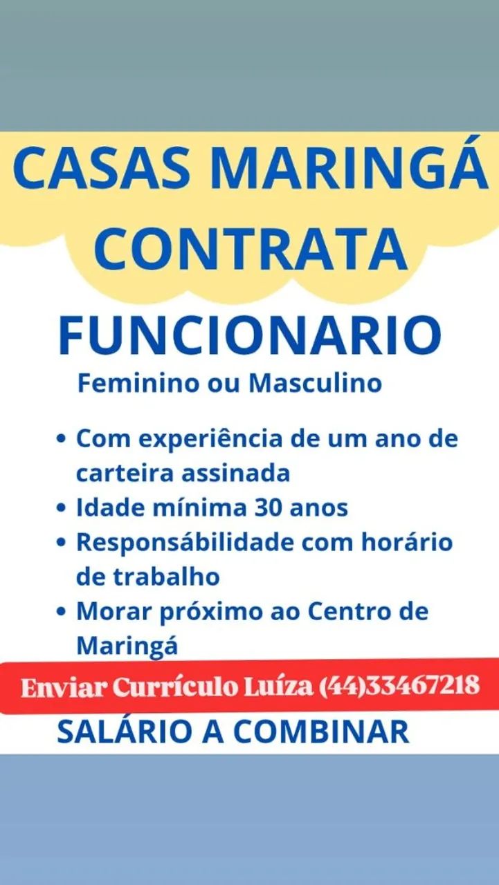 CONTRATO FUNCIONÁRIOS COM EXPERIÊNCIA 