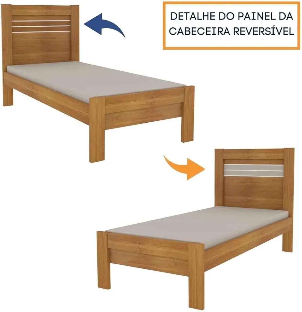 Cama tradicional solteiro com cabeceira moderna peça nova  - Foto 3