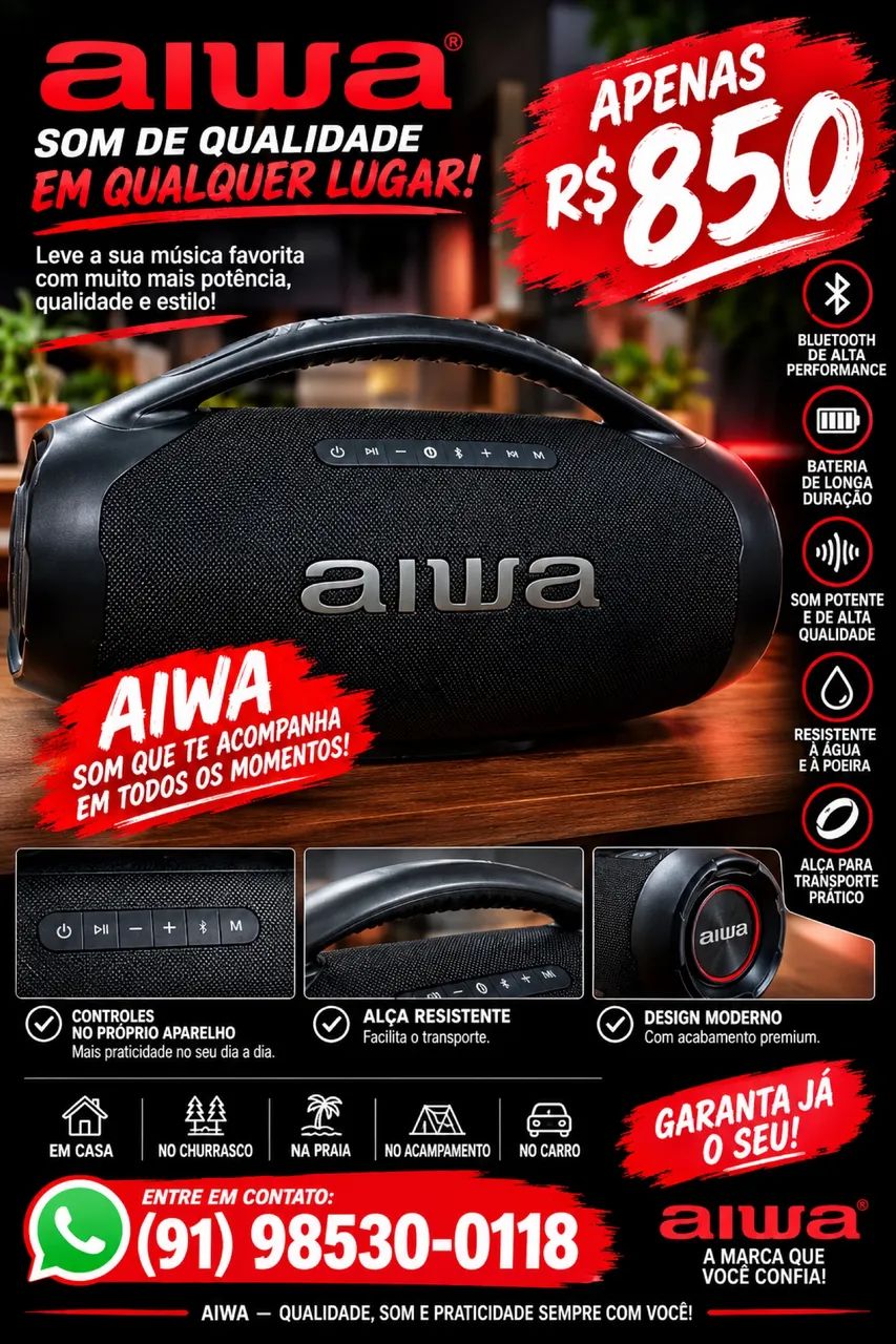 Caixa de som aiwa bombox 