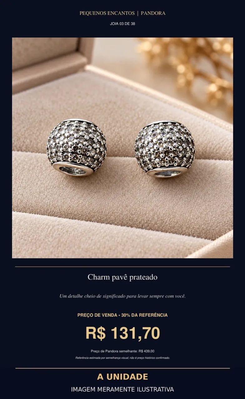 Charm pavê prateado
