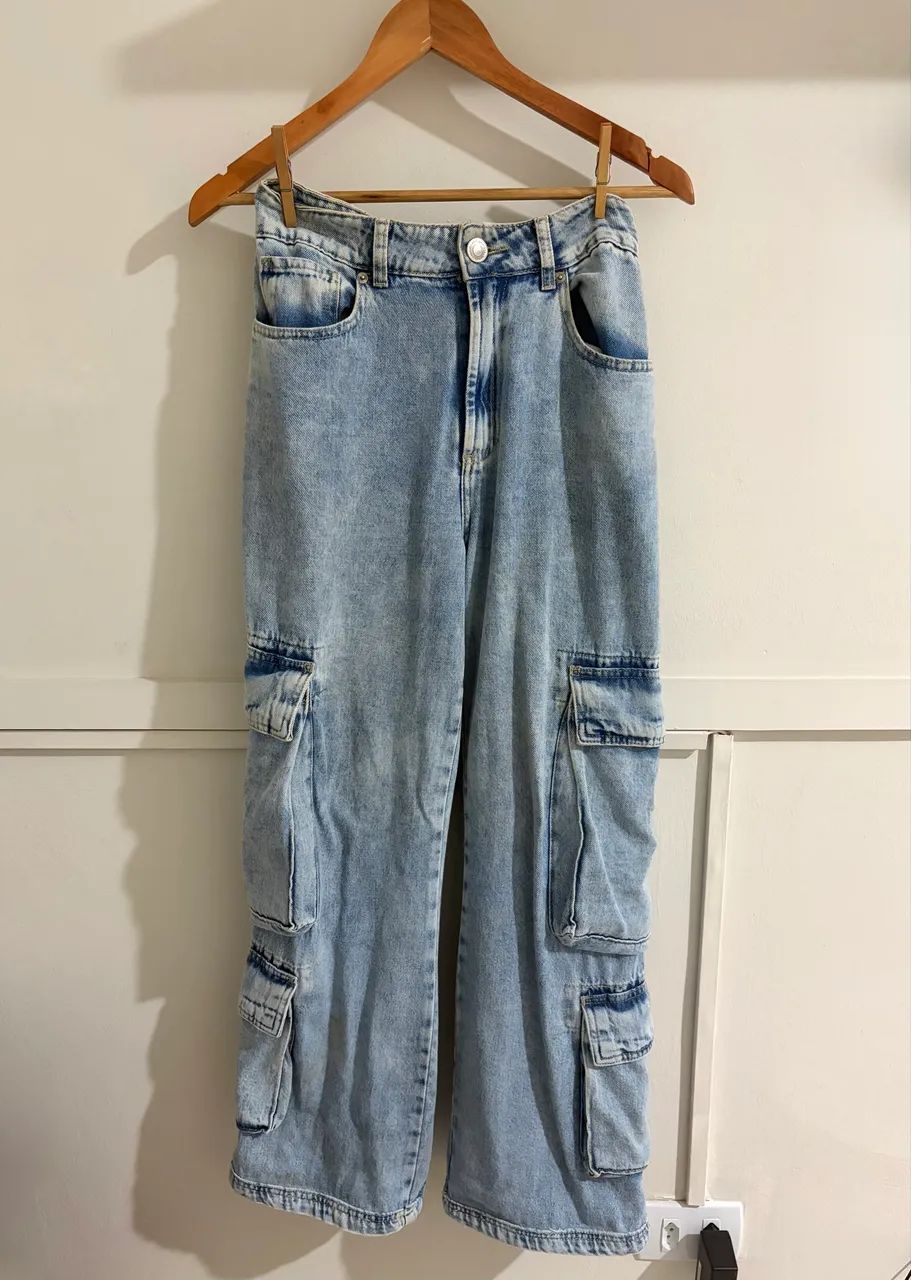 Calça jeans cargo 36