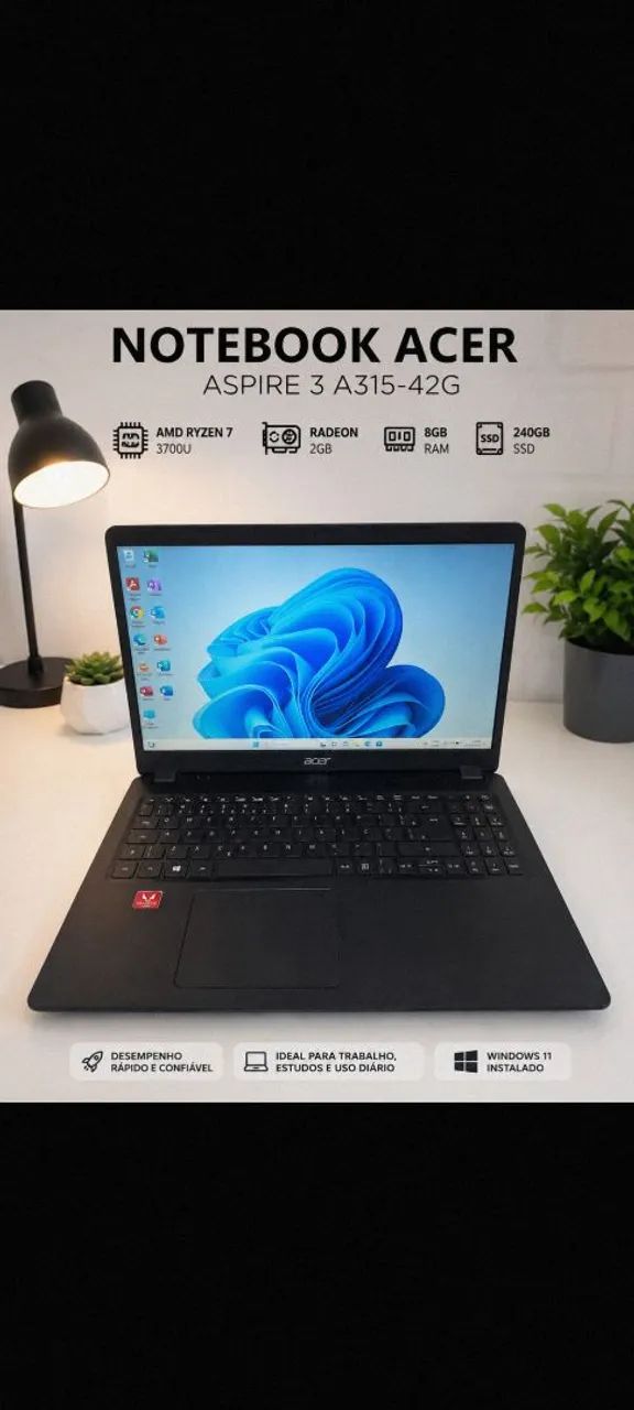 Acer Aspire 3 A315-42G, com Ryzen 7 3700U