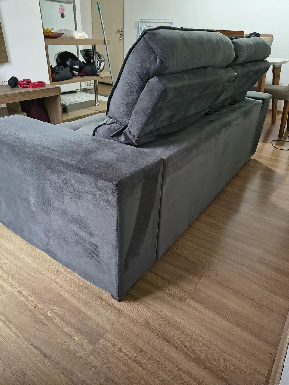 Sofá 3 Lugares Suede Cinza 2,00m + brinde 2 almofadas! - Foto 4