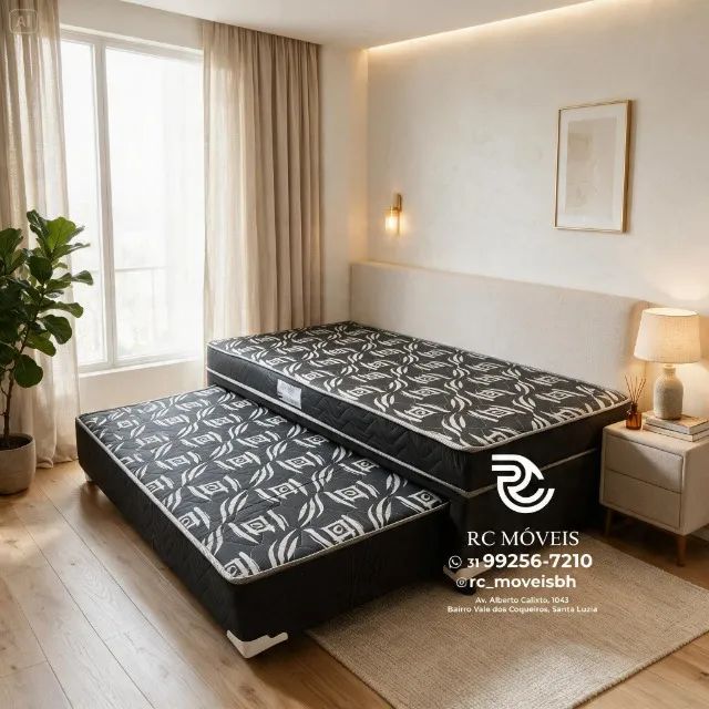 Cama Box Bibox Solteiro com Auxiliar D33 Floral Branco - Foto 4