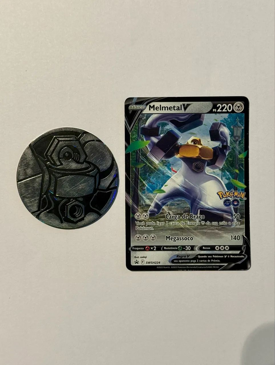Cartas Pokémon cadeia de evolução MELMETAL com moedas - Foto 2