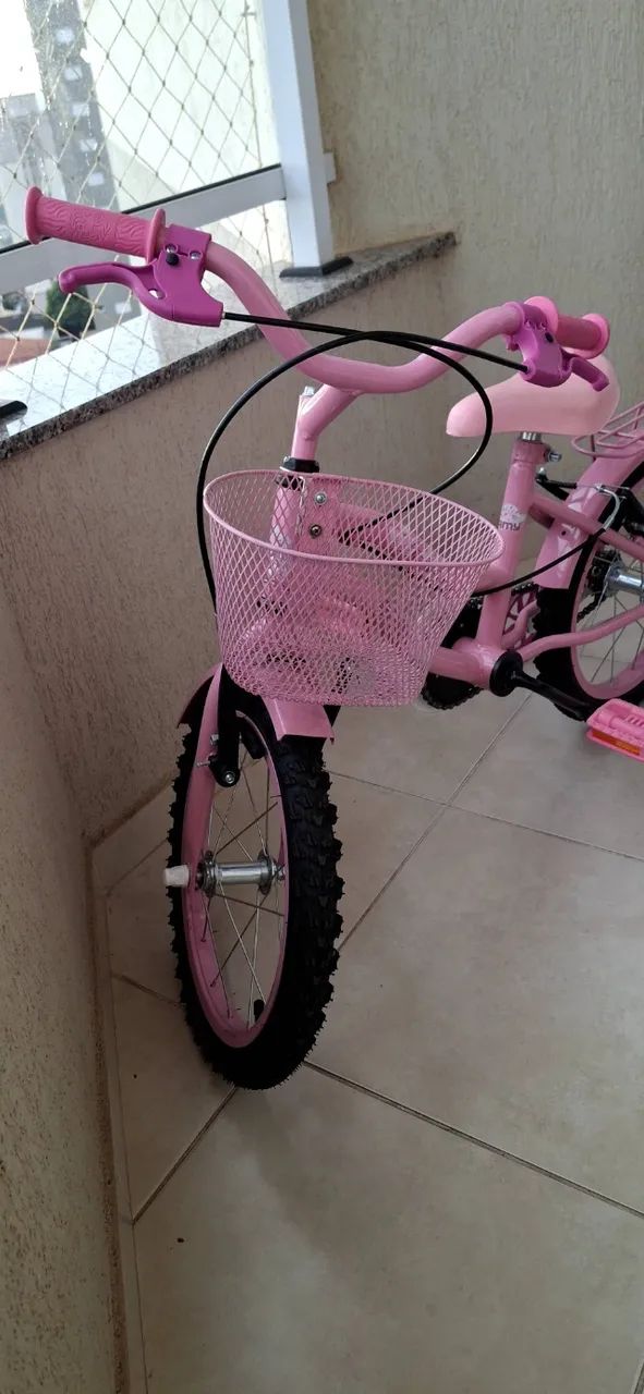 Bicicleta infantil aro 16 com rodinhas e cesta - Foto 4