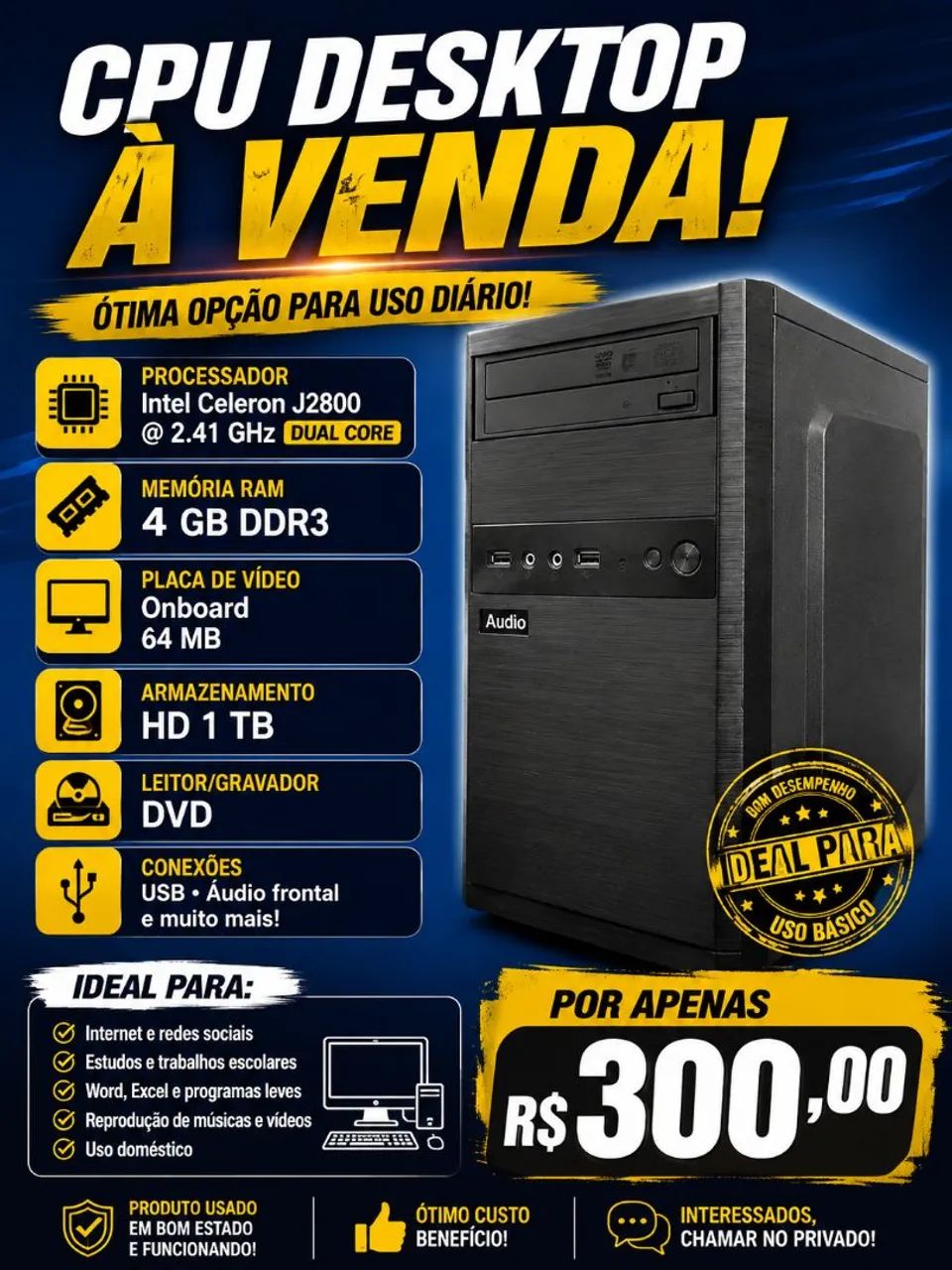 CPU dual core, HD 500, 4gb de memória.  - Foto 2