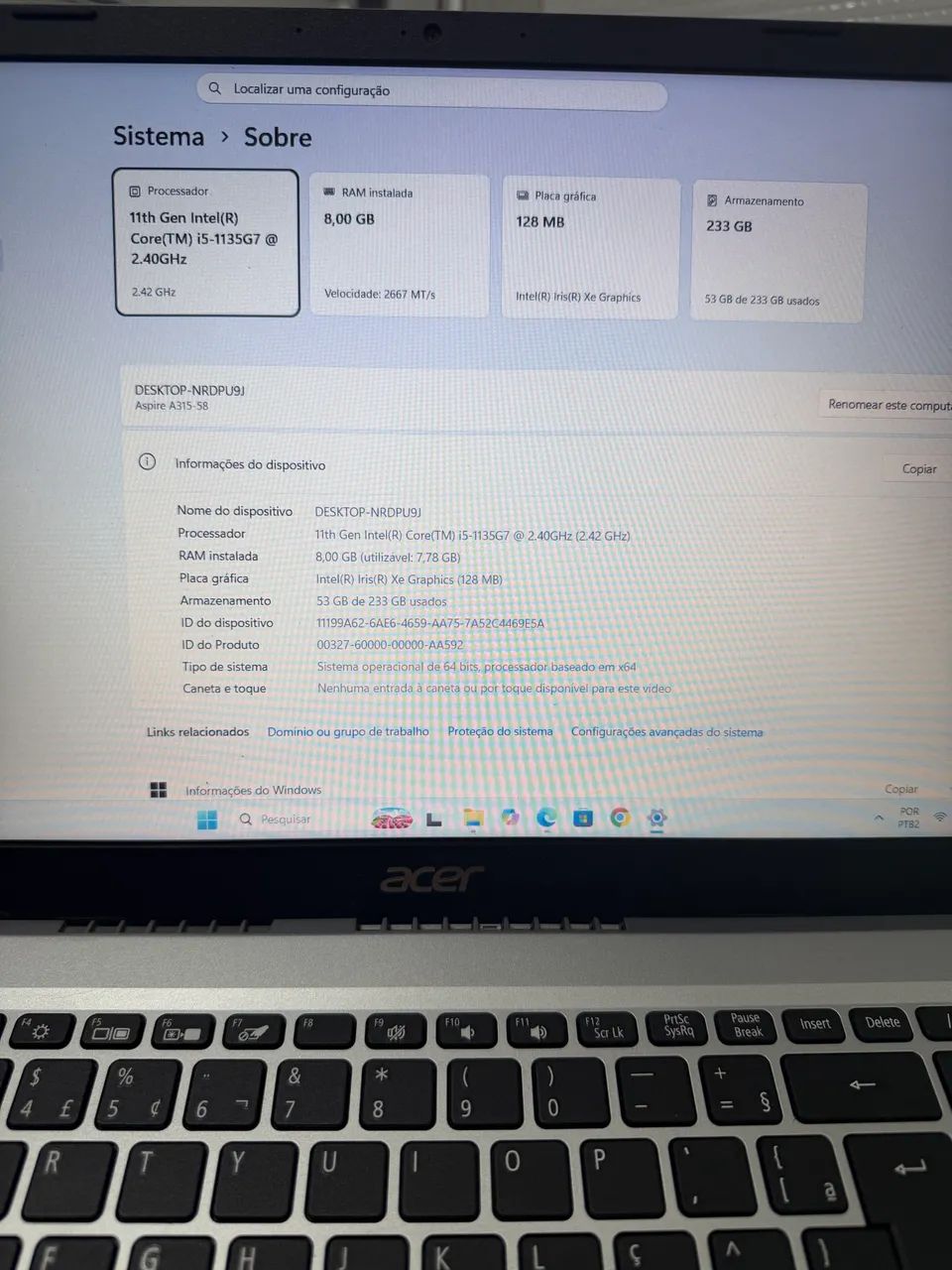 Notebook Acer Core i5 11° Aceito Cartão   - Foto 2