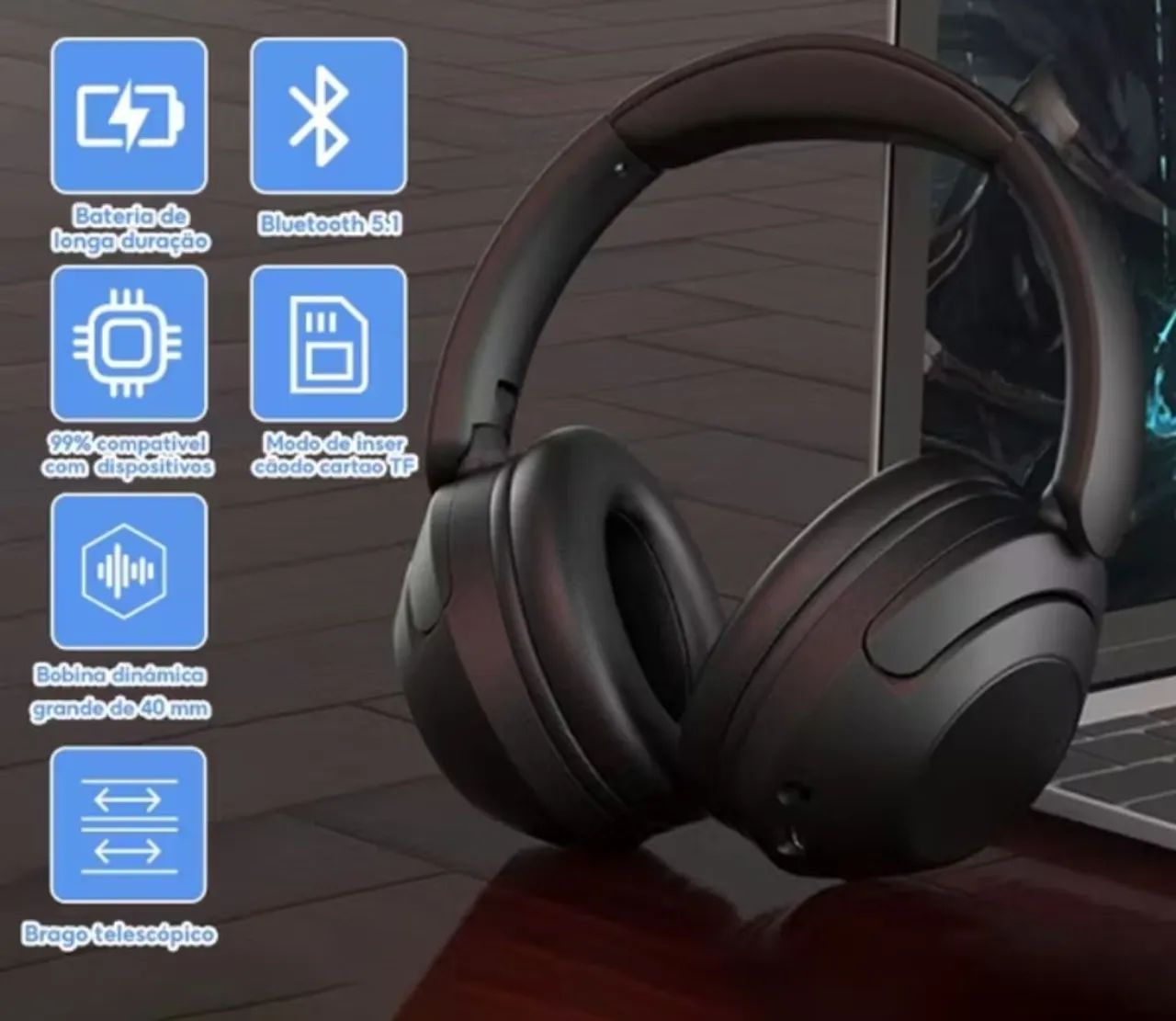 Fone de ouvido bluetooth com entrada para cartão de memória - Fones de ...