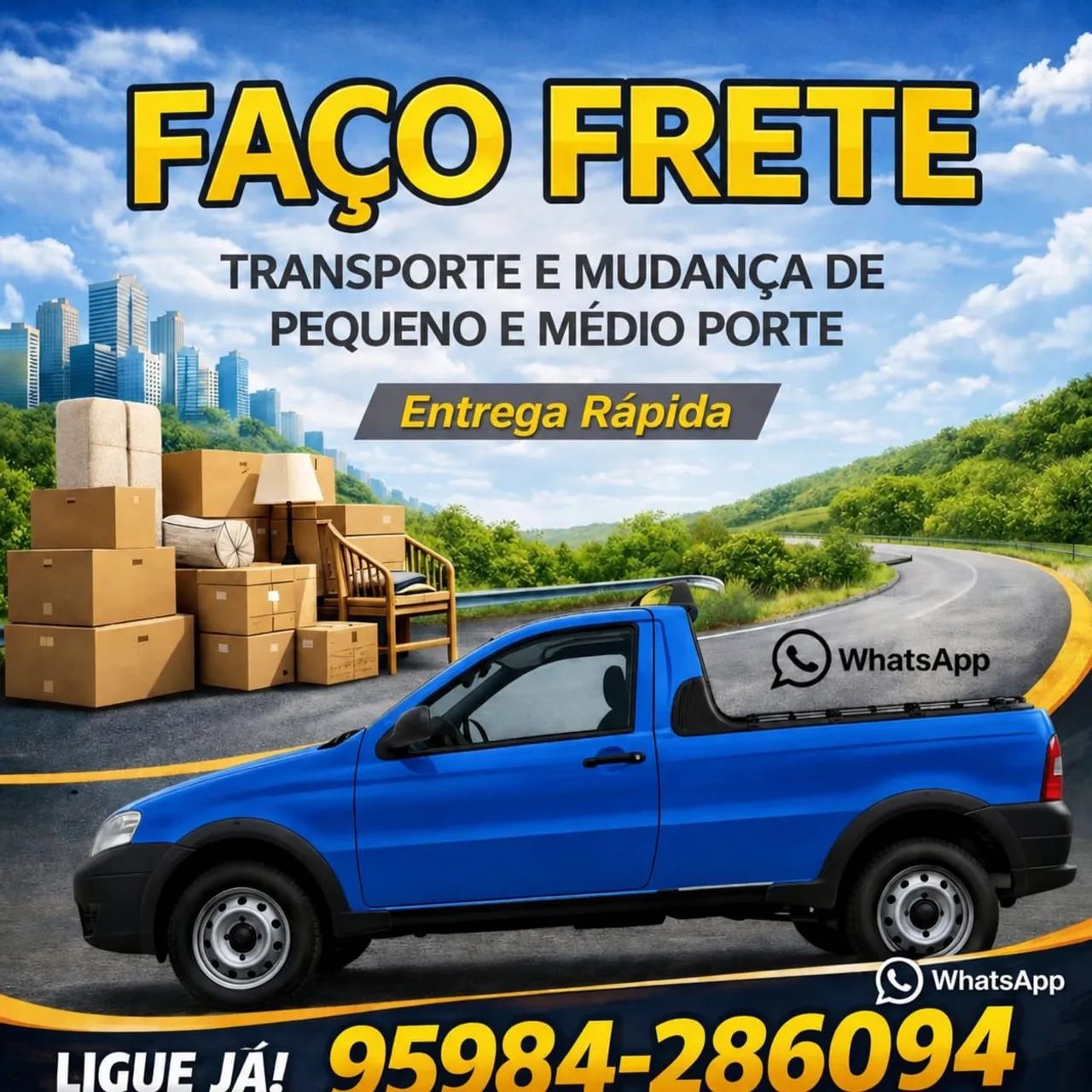 Faço frete Transporte e mudança de pequeno e médio porte 
