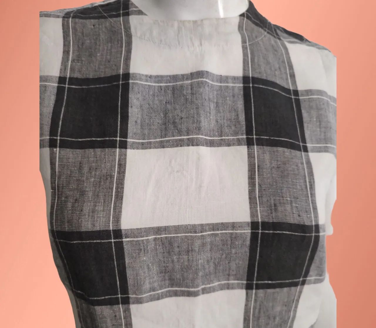 Blusa de linho xadrez - Foto 2