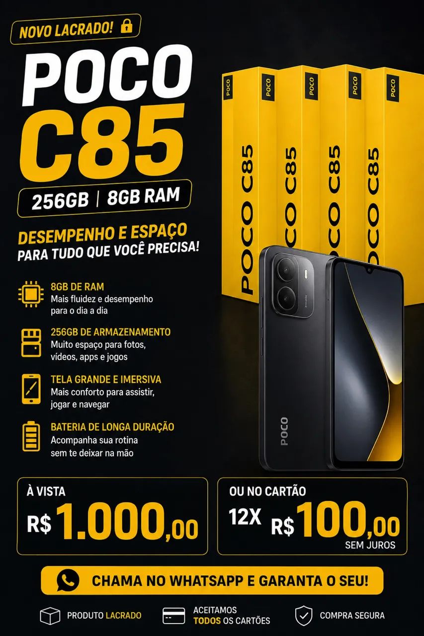 Celular Poco C85 256gb 8gb RAM - Novo lacrado - Foto 2