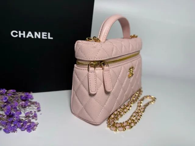 Bolsa Chanel L Box Rosa-Clara com Corrente - Foto 2