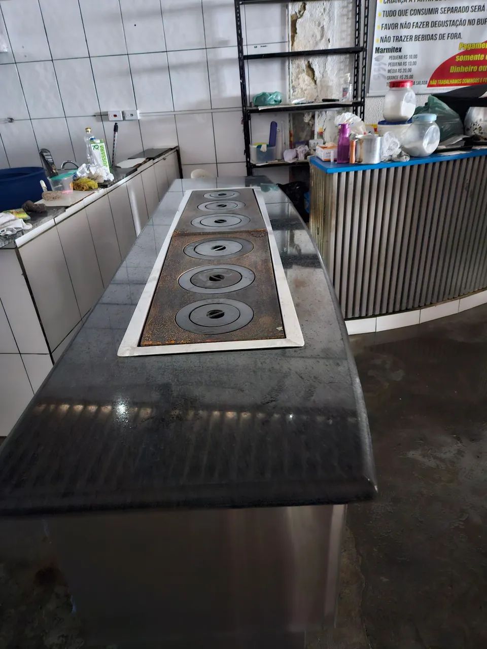 Self Service em Inox com Granito 2,20m - À Gás (Buffet Térmico)