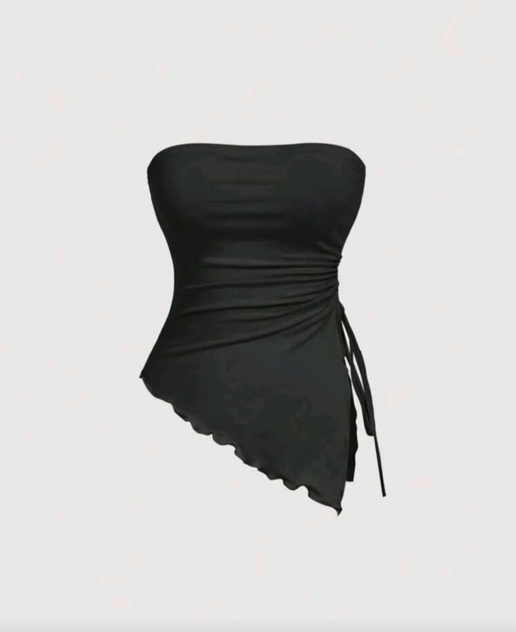 Top Tubular Preto Assimétrico Ajustado com Fenda - Moda Verão