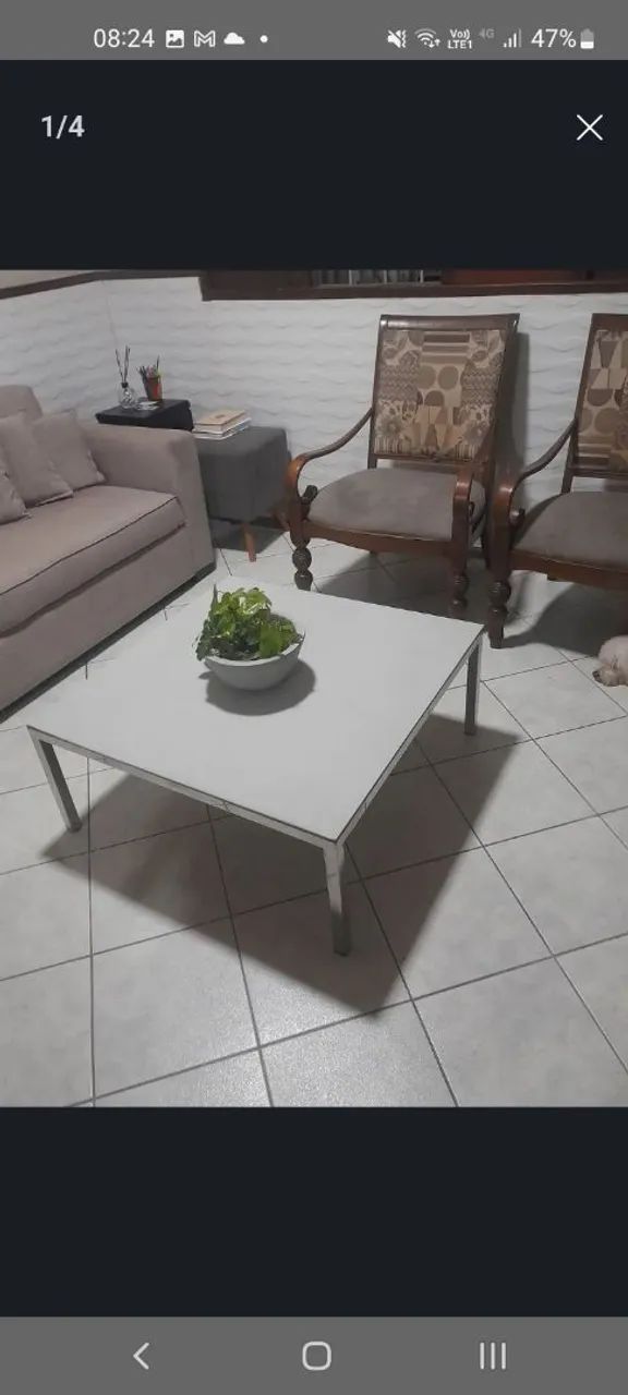 Mesa de centro em inox/vidro c/entrega a