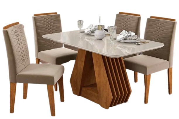 Sala mesa de jantar com 4 cadeiras tampo de vidro  - Foto 4