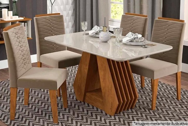 Sala mesa de jantar com 4 cadeiras tampo de vidro  - Foto 3
