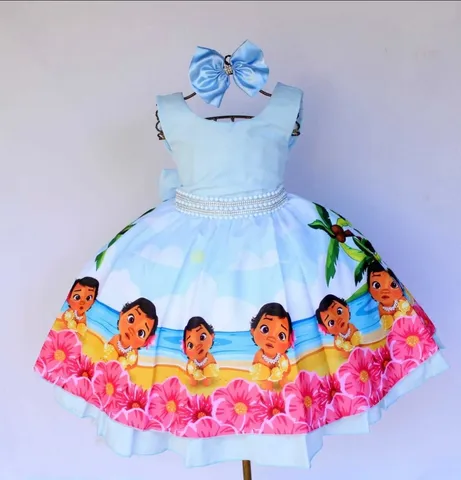 Vestido Festa Moana Baby Luxo Roupa Infantil Aniversário