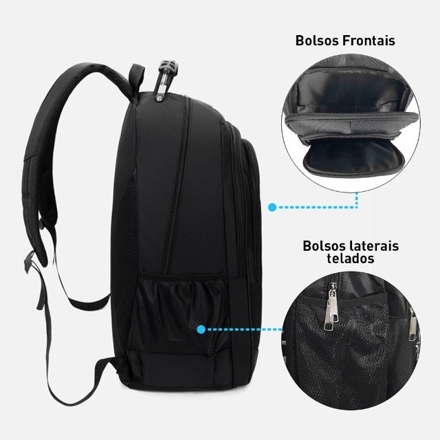 Mochila Grande Cabo de Aço Viagem Reforçada Notebook Executiva - Foto 2