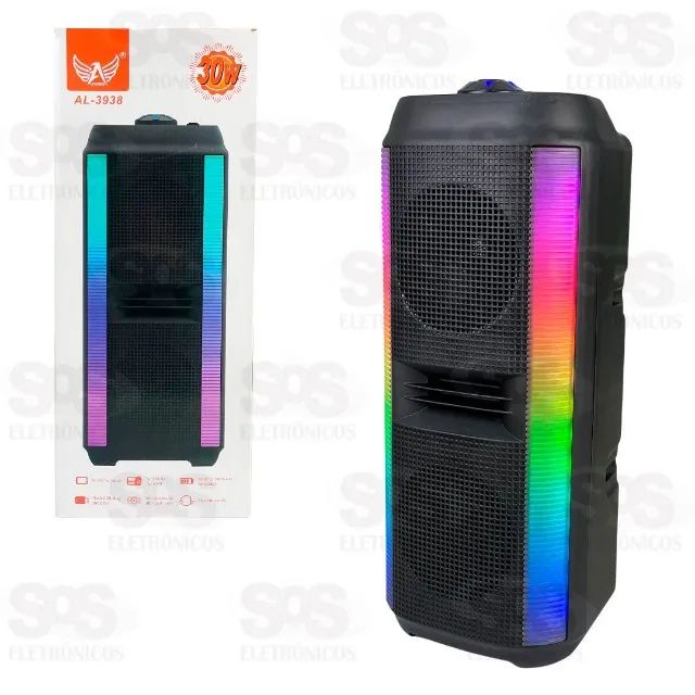 Caixa De Som 30W Bluetooth/TWS/FM Com Luzes RGB 