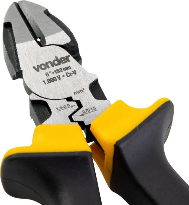 Alicate corte diagonal 6", para eletricista, com isolação até 1.000 V, VONDER  - Foto 4