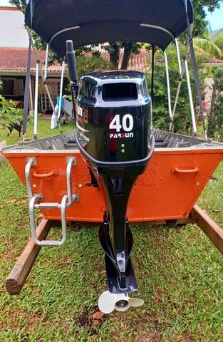 Barco de Aluminio de 6 mtrs c/  motor de popa Parsun 40 Hp - 2 T rabeta longa 20" - Foto 2