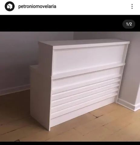 balcão de recepção reto ripado branco - Foto 4
