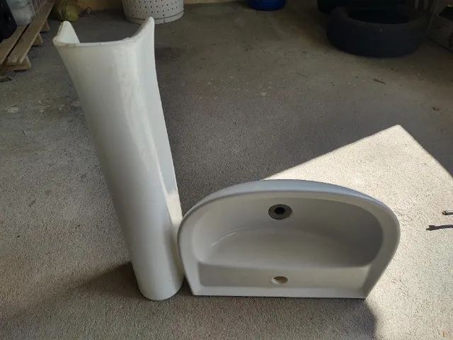 Pia/Lavatório c/ Coluna para banheiro - Cinza Claro - Foto 3