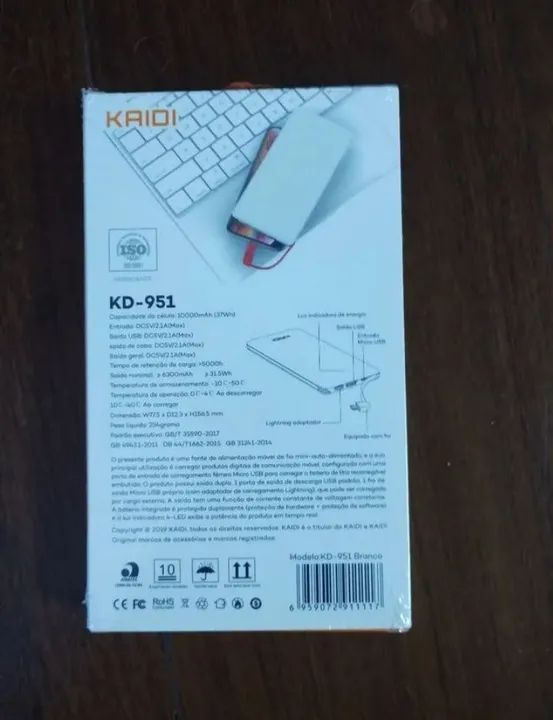 Carregador Portátil Para Celular Branco 10.000mAh - Foto 5
