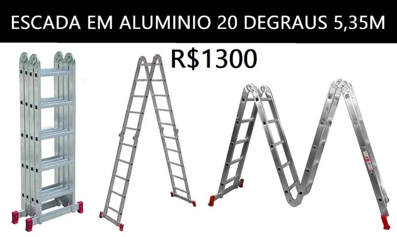 Escada Alumiio Dobravel 20 Degraus 5,35M