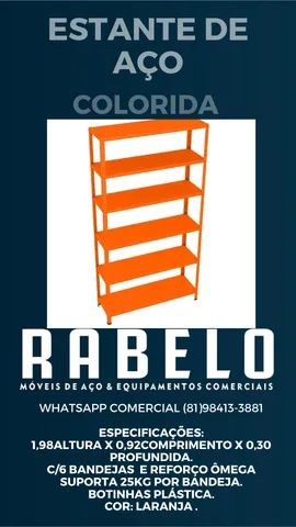 Estante de aço Amapá laranja c/6 bandejas em até 5x sem juros no cartão 