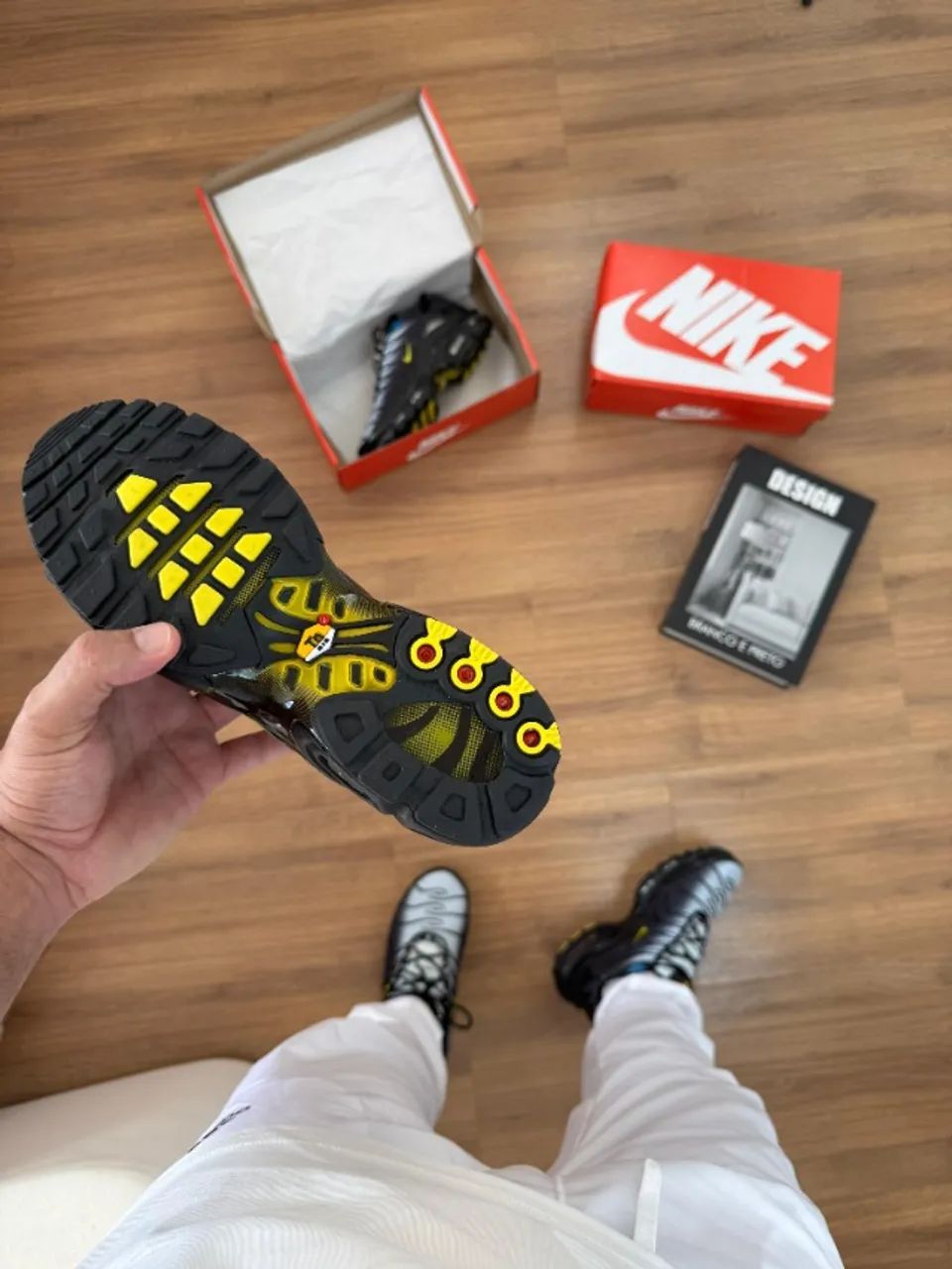 Tênis Nike TN Air Max Plus Importado Masculino Preto/Cinza/Amarelo - Foto 5