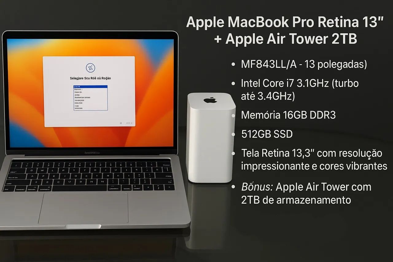 Apple MacBook Pro Retina 13" + Apple Air Tower 2TB
