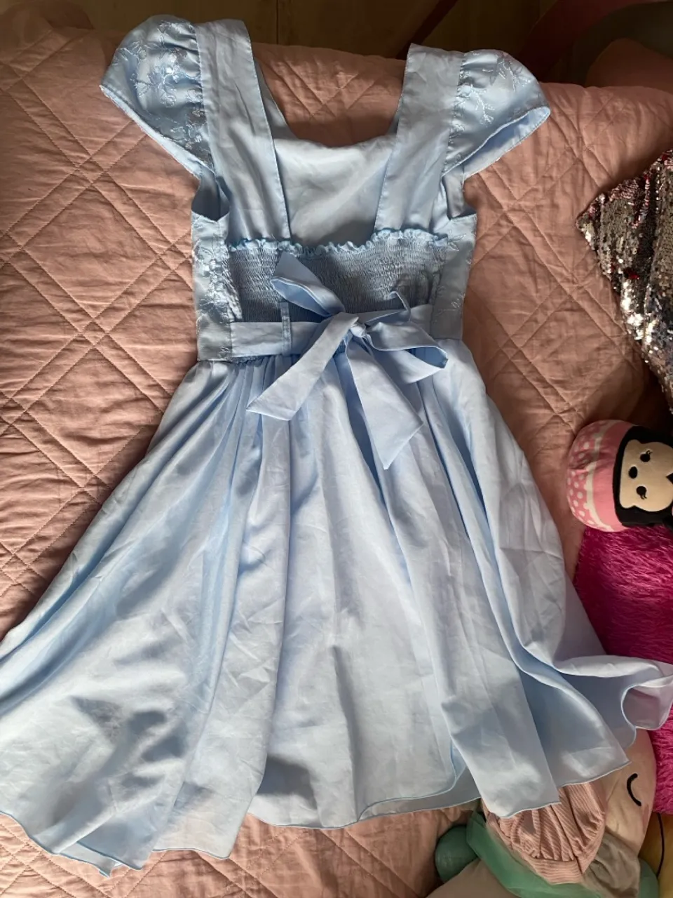 Vestido infantil Azul Bebê com Detalhes em Renda