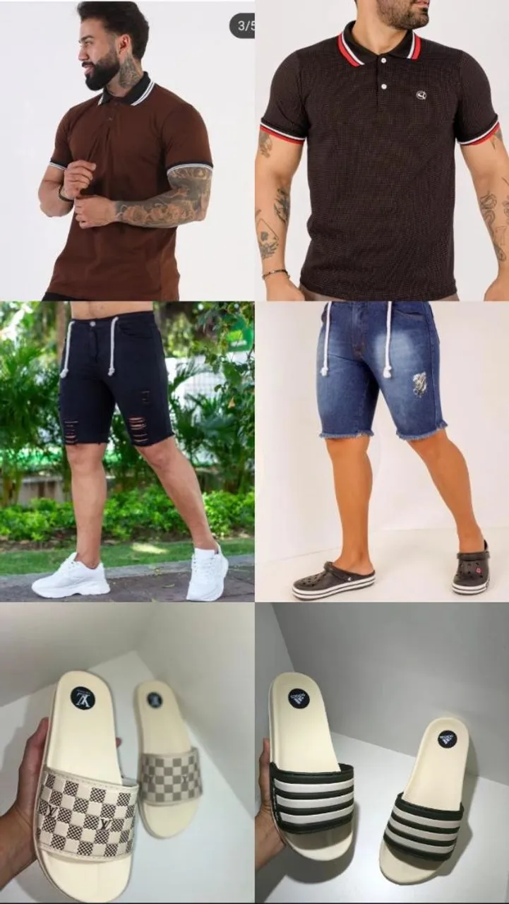 Kit Masculino: Camisas, Shorts e Chinelos