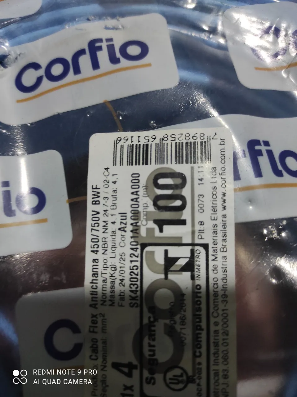 Cabo Flex Antichama 450/750V BWF 4mm Azul Corfio