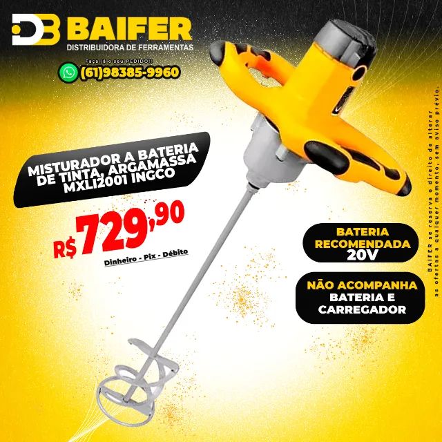 Misturador a Bateria 20V MXLI2001 Ingco