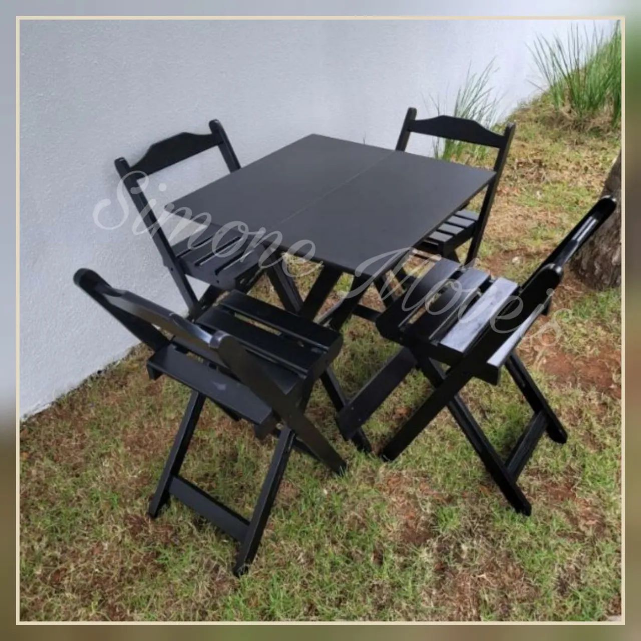 Conjunto Dobrável mesa 70x70 com 4 cadeiras - Foto 2