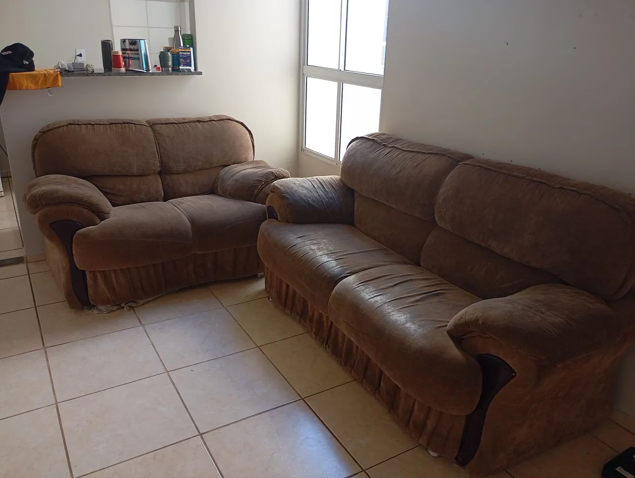 Conjunto de Sofá 2 e 1 Lugares Marrom