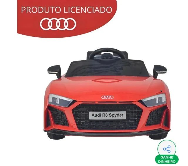 Mini Carro Elétrico Infantil Criança 12V Audi R8 Spyder Controle Remoto Motorizado - Foto 4