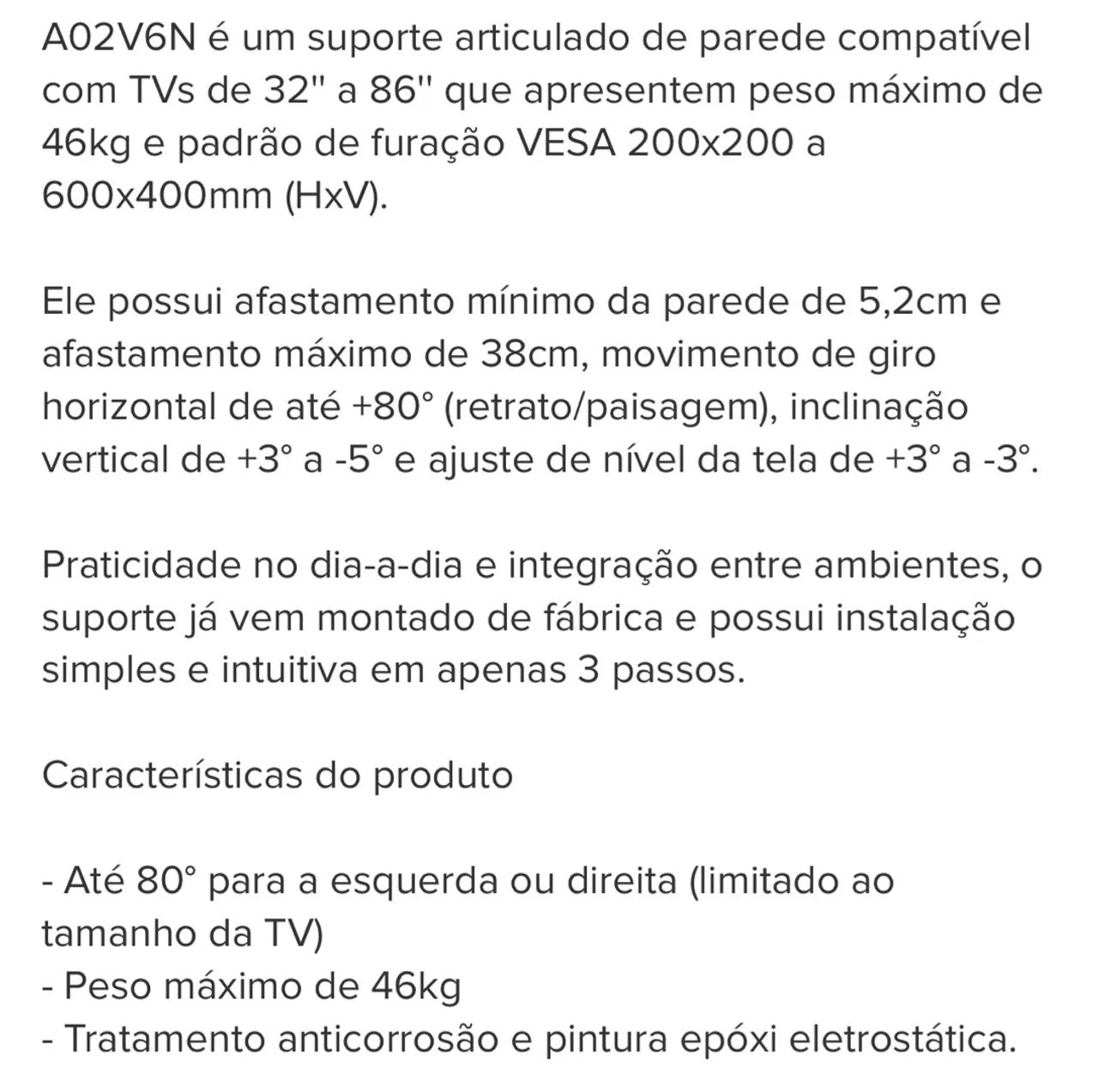 Suporte articulado para Tv 32 a 75 polegadas - Foto 2
