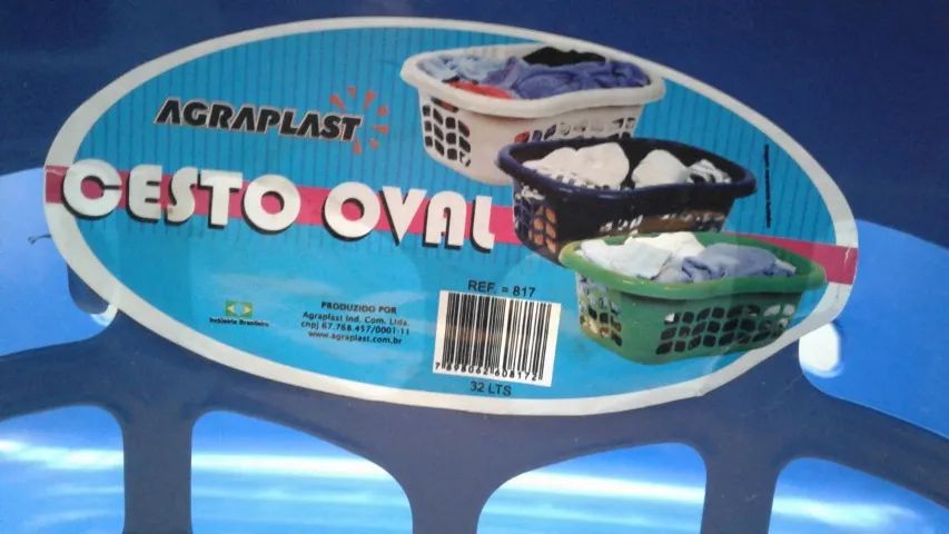 Cesto para roupas de plastico telado, oval - 32 litros - 817 - Agraplast - Foto 5