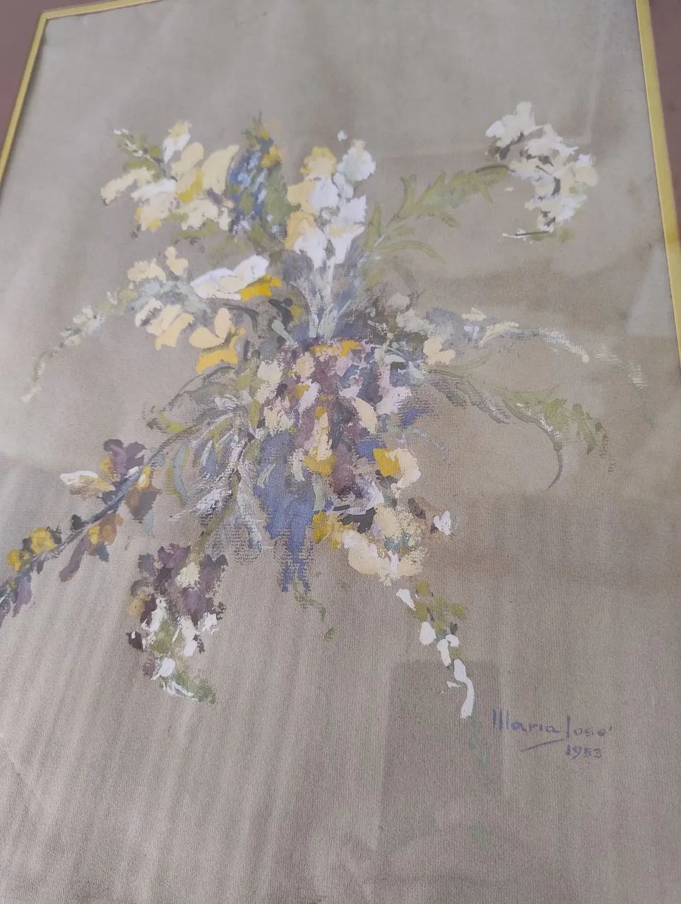 Quadro floral aquarela antigo  - Foto 4