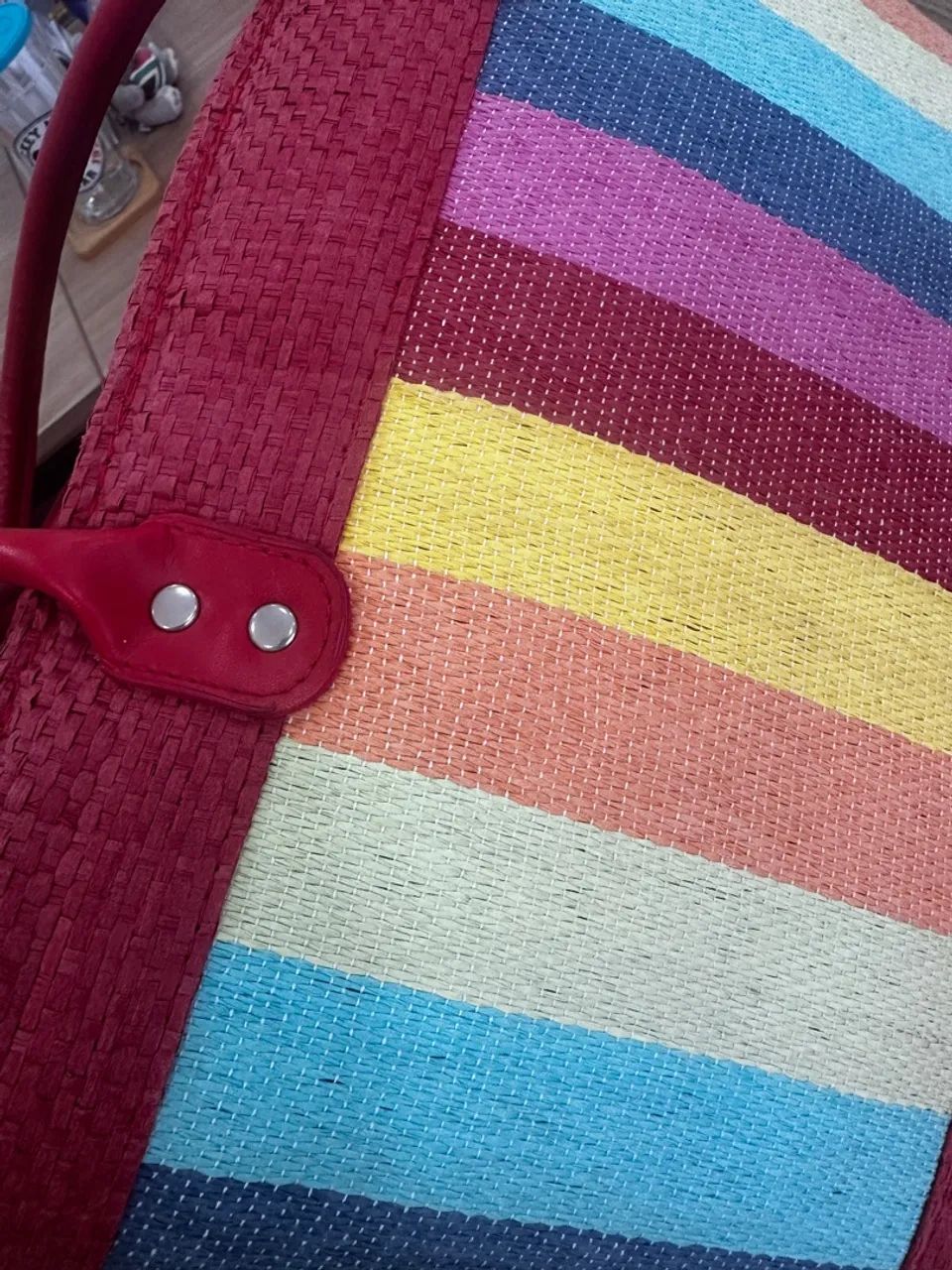 Bolsa de praia com forro e alça de couro - Novinha!! - Foto 5